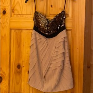 Cream, black, and gold sequin dress. Size small